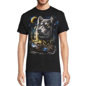 Unisex Wolf Night Galaxy Space Howling Wolf Graphic Tee T-shirt Top Shirt